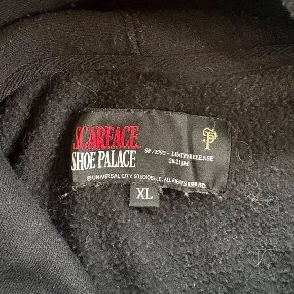 SCARFACE X SHOE PALACE BLACK PULLOVER HOODIE XL XLARGE MONEY COUNTING SCENE - Picture 8 of 13